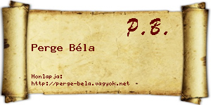 Perge Béla névjegykártya