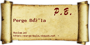 Perge Béla névjegykártya